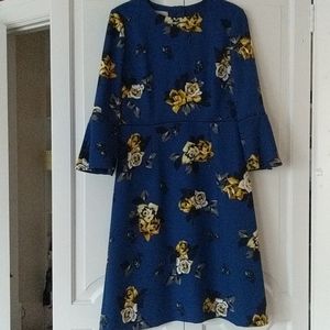 Hobbs London blue floral roses dress